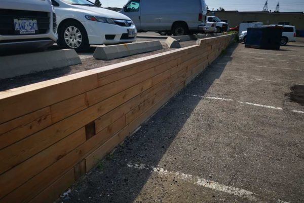parking-lot-wood-retaining-wall